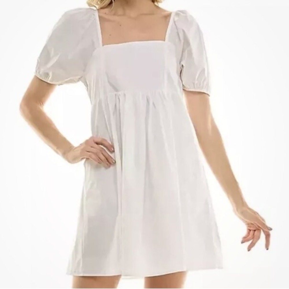 Draper James Ladies Lined Puff Sleeve Dress Large New‎ White Cotton Cruise BxMM
